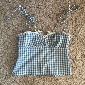 Edikted Blue and White Gingham Top